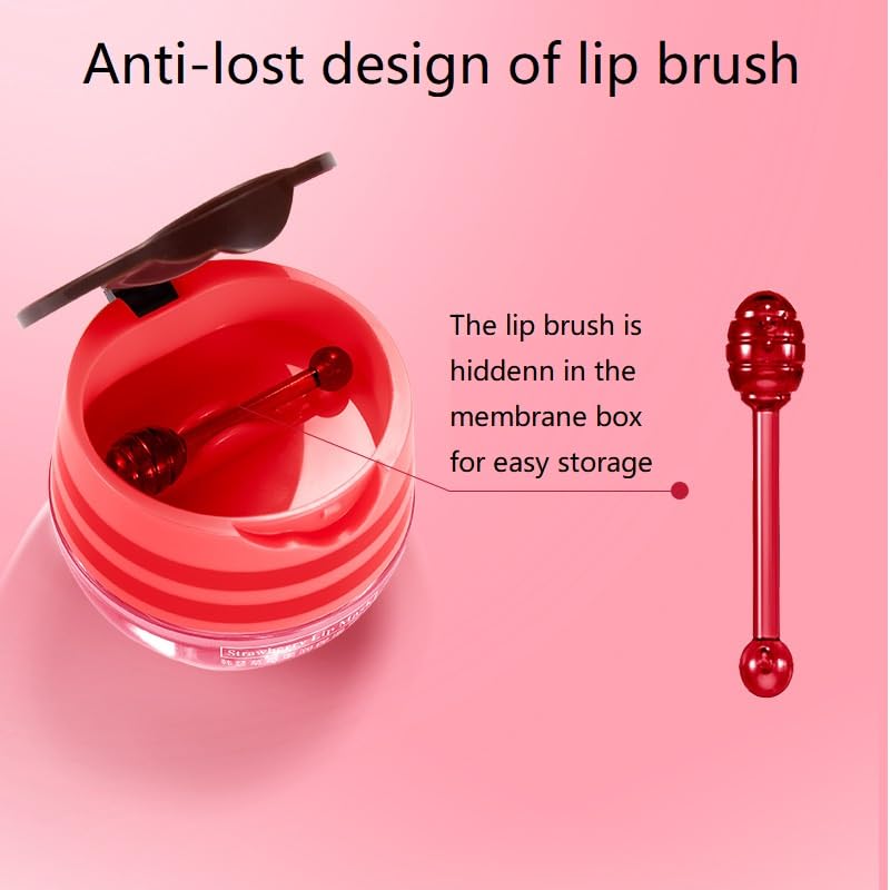 4 Pcs Lip Balm Honey Pot, Honey & Strawberry Moisturizing Lip Mask Reduces Lip Lines, Prevention Dry and Cracked Lip Scrubs Exfoliator.(Honey & Strawberry)