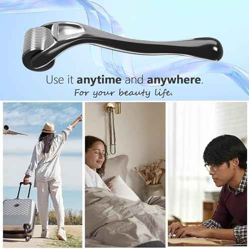 Microneedling Roller Beard Roller 540 Stainless Steel Micro Needling Roller for Hair Home Use (Black)