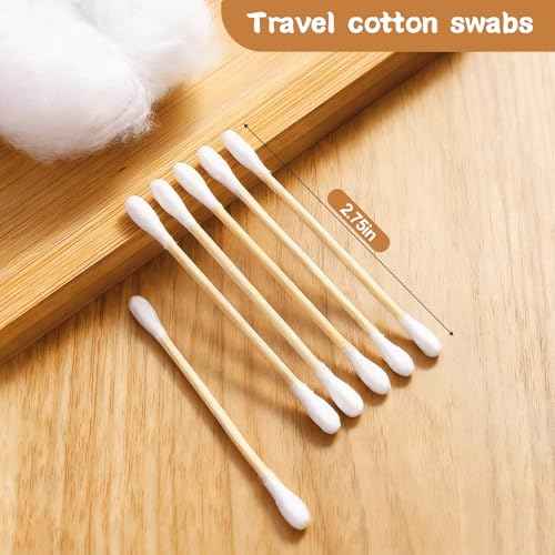 500 Pcs (50 Packs of 10) Travel Size Cotton Swabs Individually Wrapped Cotton Swabs for Ears,Double Tipped Ear Swabs,Round Tip Ear Sticks,Travel Ear Cleaning Cotton Buds for Hotel Makeup,Clean