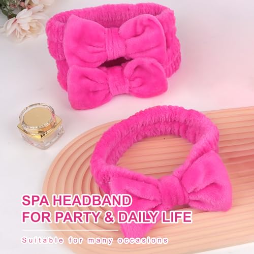 CIEHER 8 Pcs Spa Headbands for Women Girls' Party, Bachelorette Party Favors - Hot Pink Spa Makeup Headband for Teen, Party Gifts for Birthday Skincare Makeup Headbands Face Wash Headbands for Girls