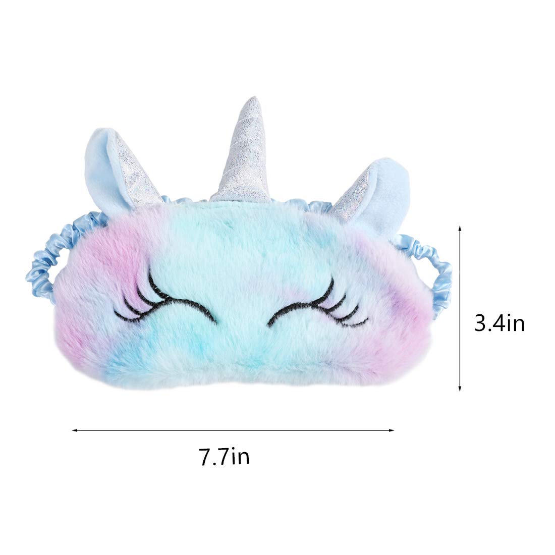 Fxaelian Cute Novelty Animal Unicorn Sleep Mask Eye Mask for Sleeping Plush Sleping Mask Unicorn Gift Blindfold Eye Cover for Women Kids Adult Girls Boys Unicorn Light Blue