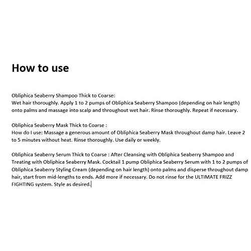 Obliphica Medium to Coarse Seaberry Mask, 1.05 Pound - Nourishing and Restorative Hair Treatment for Medium to Coarse Hair Types, Ensuring Lustrous Shine, Manageability, and Revitalization