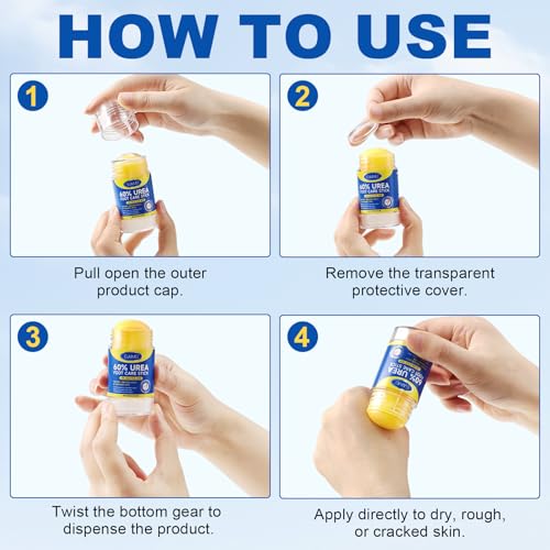 60% Urea with 2% Salicylic Acid Urea Foot Care Stick, 2PCS Heel Stick for Cracked Feet, Foot Care Cream Moisturizer for Dry Cracked Feet, Knees, Elbows, Hands, Foot Lotion Stick