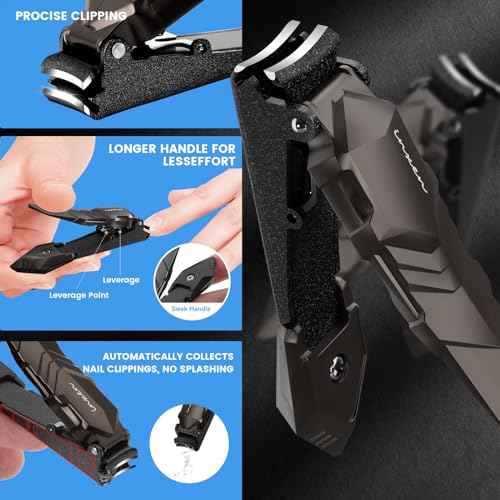 Nail Clippers for Thick Nails, INXEN Nail Clippers with Extre Wide Jaw Opening for Hard Toenails, Stainless Steel Nail Clippers £¬Nail Cutter Set for Men Women Senior