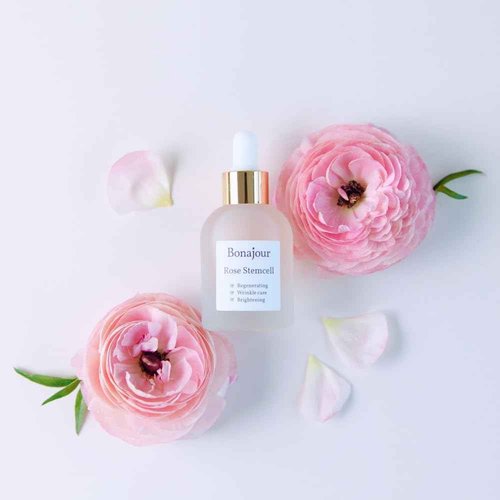 [BONAJOUR] Vegan beauty Rose Stem Cell Ampoule - Best Face Anti-Wrinkle & Aging, Brightening Care/Total Care Serum 1.0 Fl. Oz