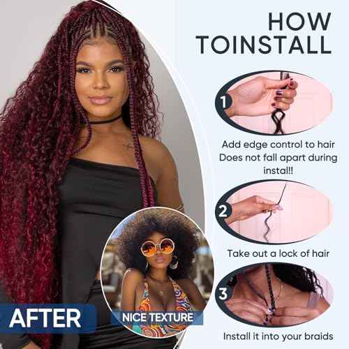 99j Burgundy Human Braiding Hair for Boho Braids,150g 22 inch 6 Bundles Burgundy Deep water Wave Bulk Boho Curly Human Hair for Braiding,Wine red No Weft Wet and Wavy Braiding Hair Extensions