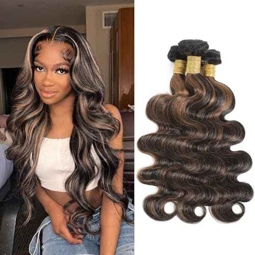 P1B/30 Body Wave Human Hair Bundles Highlight Brown Color Body Wave Bundle 100% Real Human Hair And True To Length 16 18 20 Inch 3 Pcs/Pack