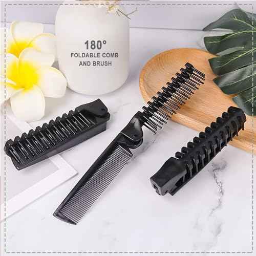 Foldable Combs in Bulk Individually Wrapped, Travel Pocket Hair Comb, Folding Hair Brush Double Headed, Brush Comb Styling Tool for Men Women Combs, Black (One Size, 200, Count)