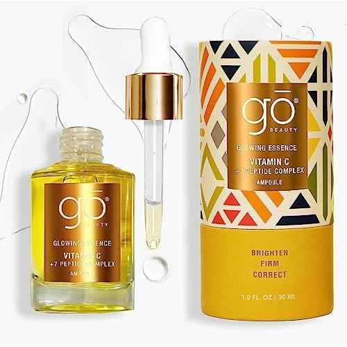 Go Beauty Daily Skin Brightening & Tightening Serum with Vitamin C, Niacinamide, Vitamin B5, Collagen & + 7 Peptide Complex for Dark Spots, Dull & Uneven Skin Tone ? Glowing Essence,1 fl. Oz