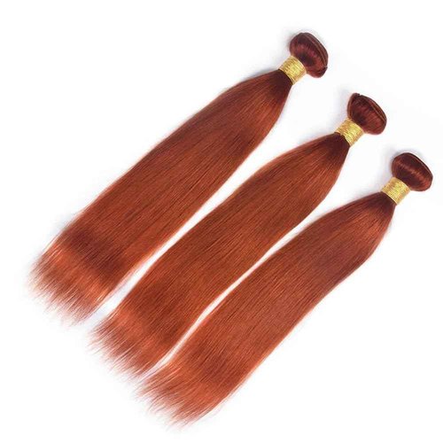 Color 350 Human Hair Ginger Straight Bundles Double Weft Brazilian Hair Extersions Silky Soft for Women 8 10 12 Inch