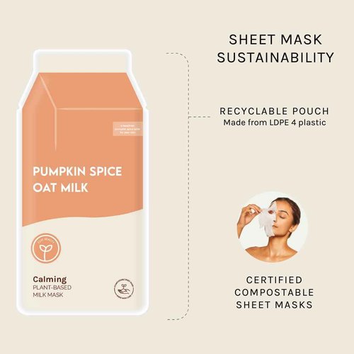 ESW Beauty Pumpkin Spice Oat Milk – Calming Plant-Based Milk Face Mask (6-Pack) – Pumpkin Extract for Dry, Sensitive Skin – Soothes, Reduces Oil & Fights Breakouts