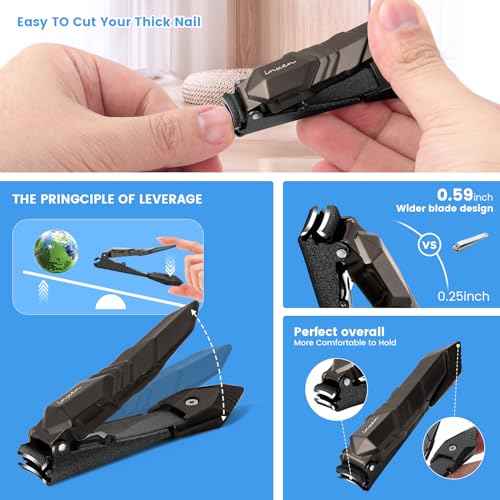 Nail Clippers for Thick Nails, INXEN Nail Clippers with Extre Wide Jaw Opening for Hard Toenails, Stainless Steel Nail Clippers £¬Nail Cutter Set for Men Women Senior