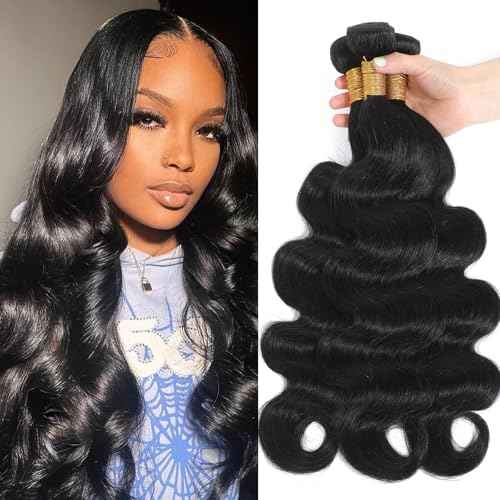 12A Human Hair Bundles Body Wave 24 26 28 INCH Brazilian Virgin Human Hair Extensions 3 Bundles Natural Black for Women