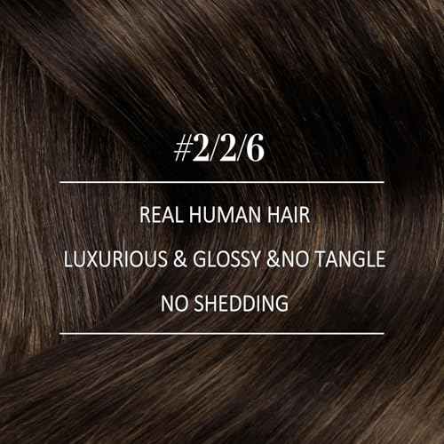 YoungSee 18 Inch Weft Hair Extensions Balayage Human Hair Weft Extensions Dark Brown Mix Medium Brown Highlights Sew in Hair Extension Real Human Hair for Women 100G