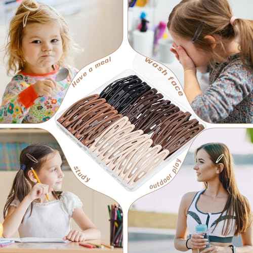 obeoby 40 Pcs 5 Colors Metal Snap Hair Clips, 2.36 Inch Hair Barrettes Accessories for Women Girls