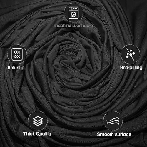 Black Lash Bed Cover Massage Table Cover Protector with Cut-Out for Leg Room, Stretch Rectangular Table Cover for 6FT Eyelash Extension Bed/Spa Bed/Message Bed(Strong Elasticity)