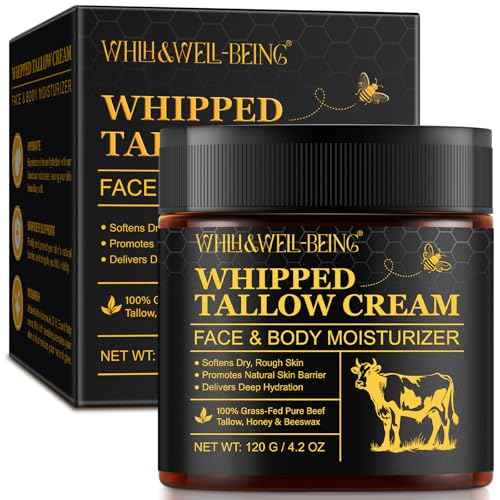 WHLH & WELL-BEING Beef Tallow for Skin, Beef Tallow and Honey Balm, Moisturizer for Face & Body Skin Care(1Pack) 119g