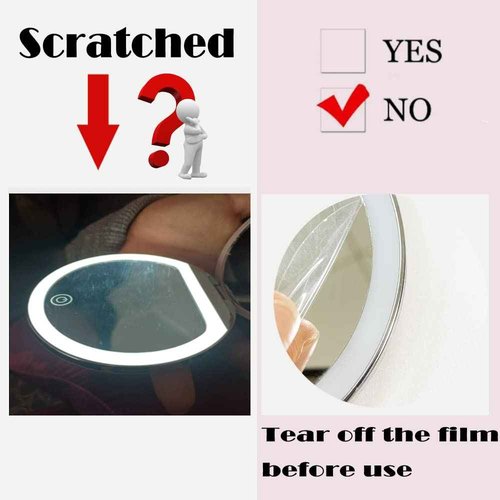DeYesom LED Compact Mirror with Lights, Dimmable, Portable, Magnifying, Rechargeable
