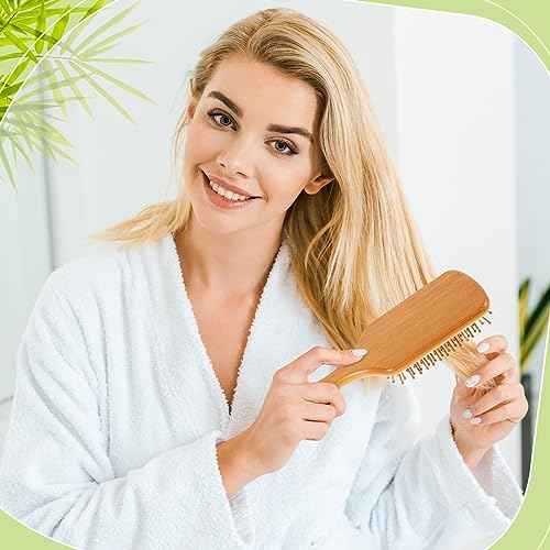 Tessco for you 24 Pcs Bamboo Hair Brushes for Women Bulk Wooden Paddle Brush Scalp Massage Bamboo Bristles Anti Static Men Engraving DIY Gift for Wedding Teacher(White)