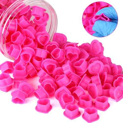 200Pcs Heart Ink Caps with Base Silicone Disposable Tattoo Pigment Cup for Tattooing Supplies