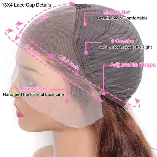 200% Density Chocolate Brown Lace Front Wigs Human Hair for Women 13x4 HD Lace Frontal Body Wave Lace Frontal Wigs Human Hair Pre Plucked with Baby Hair 28 Inch so Thick #4 colored
