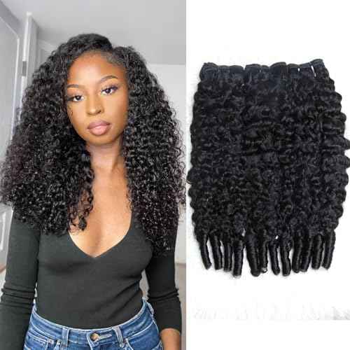 3c4a Burmese Curly Bundles Human Hair Weave Water Wave Curly Quick Weave Hair Bundles with Spiral End for Women Natural Black 3 Pcs Mixed Length 20 20 20 Inches