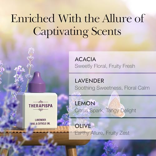 THERAPISPA Nail & Cuticle Oil with Avocado, Jojoba, Biotin & Vitamin E ? Nourishes Cuticles, Strengthens Nails & Supports Nail Growth (Lavender, 2.0 fl oz)