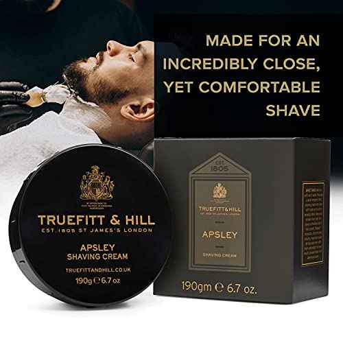 Truefitt & Hill Shaving Cream Bowl - Apsley - Premium Glycerin-Based Lather, Smooth Glide, and Hydration for a Luxurious Shave - 6.7 oz.