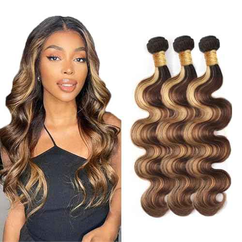 Ombre Brown Bundles P427 Human Hair Bundles 18 20 22 inch Highlight Blonde Human Hair Bundle Double Weft 300g