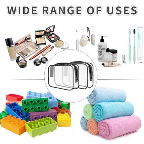16 Pieces Clear Makeup Bags Bulk, TSA Approved Toiletry Bags Travel Pouch, Waterproof PVC Plastic Small Clear Cosmetic Bags with Zipper for Organizing (Black Border)