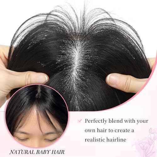 Fine Plus 12Inch Hair Toppers for Women Real Human Hair ? Mono Base 3"x5", Natural Black Virgin Quality, for Thinning Crown & Wide Parting, Lightweight & Breathable, Add Volume Can Be Curled