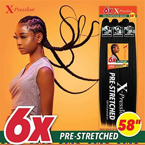 Sensationnel X-pression prestretched braiding hair - 6x braid 58 inch all kanekalon flame retardant synthetic braid for box braids and twists (27 HONEYBLONDE)