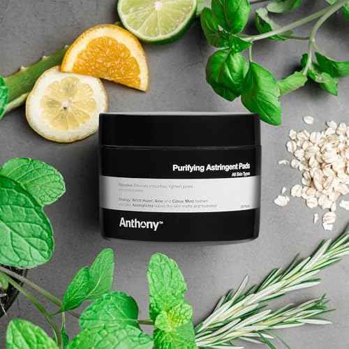 Anthony Witch Hazel Pads Pore Cleaner: 60 Count 2-Pack, Purifying Astringent Cleansing Toner Pads ? Aloe Vera, and Citrus Mint, Eliminate Impurities, Minimize Pores and Control Shine