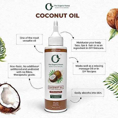 100% Pure & Organic Coconut Oil for Hair, Skin & Body ? Cold-Pressed, Unrefined and Natural ? Nourishing & Strengthening Oil ? Vegan & Chemical-Free ? 3.4 fl. oz