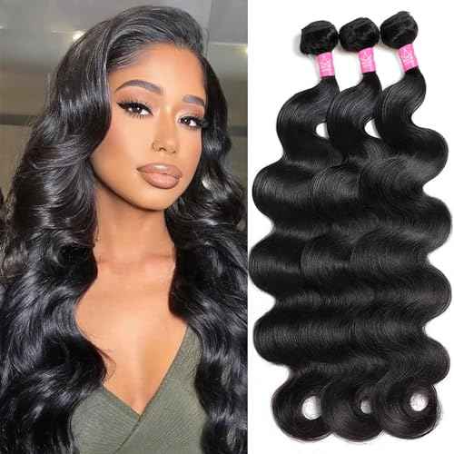 Body Wave Bundles Human Hair 12A Human Hair Bundles 10 12 14 Inch Brazilian Virgin Hair Extensions 100% Unprocessed Human Hair Body Wave 3 Bundle Natural Color