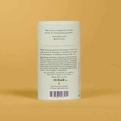 HiBAR - Bergamot & Cedar Plastic Free Deodorant - Natural Deodorant - All-Day Protection - With Sunflower Seed Wax, Rice Bran & Shea Butter - Plastic, Paraben & Aluminum-Free - Vegan - 3 Pack