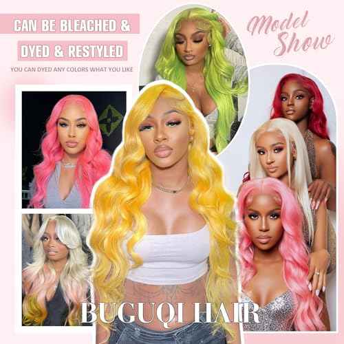 613 HD Lace Frontal Wig 200% Density 13x6 Blonde Body Wave Lace Front Wigs Human Hair Pre Plucked Glueless Wigs for Women (28inch)