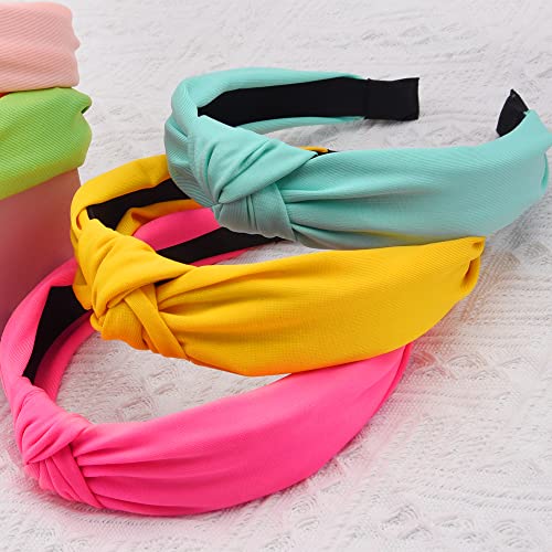 SIQUK 15 Pieces Top Knot Headbands for Women in 15 Colors, Cross Knot Headband, Wide Cloth Knot Headbands