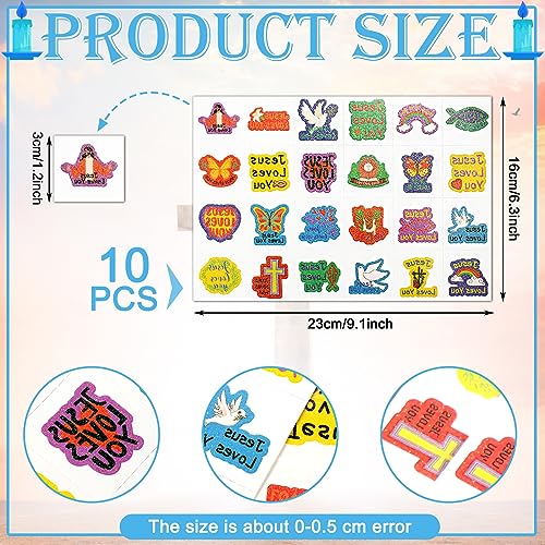 Landhoow 240 Pcs Jesus Loves You Tattoos Temporary for Kids Glitter Face Tattoos Cool Body Sticker Costume Accessory for Adults Boys Girls Party Favor
