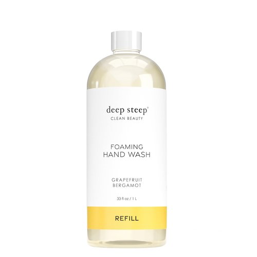Deep Steep Foaming Hand Wash, Grapefruit Bergamot Refill, 33oz, Gentle Cleanser with Aloe, Argan Oil, Shea Butter & Hyaluronic Acid – Vegan, Clean Beauty, Soft & Hydrated Hands