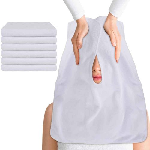 SINLAND Microfiber Esthetician Towels for Facials Mask Removing Face Wrap Soft Facial Cloth with Split Design Spa Towels for Facial Steam Massage and Cleansing 6 Pack