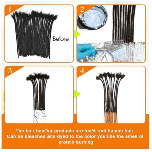 Dreadlock Extensions 0.6cm Thickness 8 Inch 30 Strands Real Human Hair for Man/Women/Kids Full Handmade Permanent Loc Extensions Can Be Bleached Dyed Curled