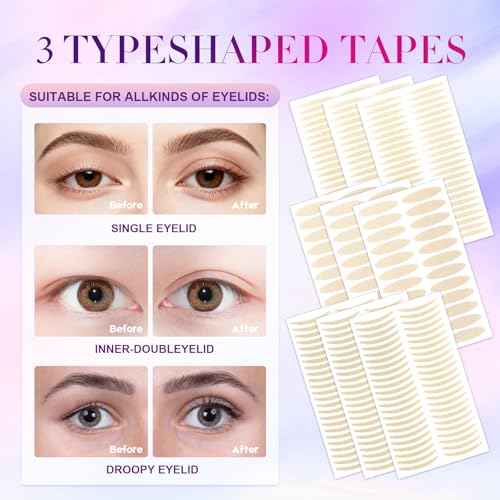 Double Eyelid Tape 600 Pcs,Create Perfect Double Eyelids, Lift Sagging Eyelids, Change Asymmetrical Eye Size,Three Sizes To Perfectly Enhance Your Eyes,And Make Your Eyes More Charming