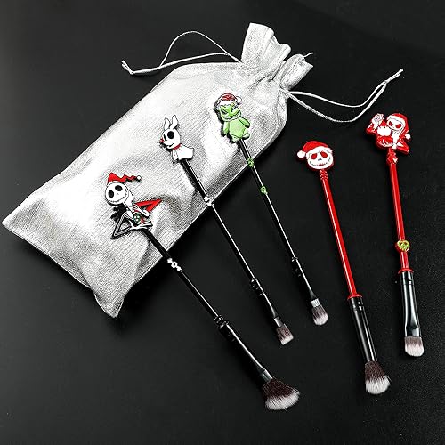 Anime Coraline Makeup Brushes Set - Metal Horror Movie Figure Makeup Brushes Halloween Cartoon Eyeshadow Brush For Women Girls Gift