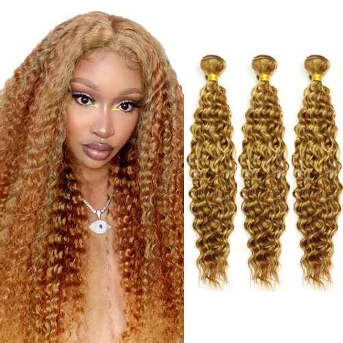 Highlight Human Hair Bundles Blonde Deep Wave Bundle 18 20 22 Inch 2 Tone Honey Blonde Mixed With Light Brown Bundle
