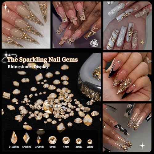 12000PCS Flat Back Rhinestone Black Red Rhinestones Silver Face Gems Gold Nail Charms Flatback Pearls + Rhinestone Picker Tool 3D Shapes Nails Jewels for Bedazzling Face Makeup and Nail Art