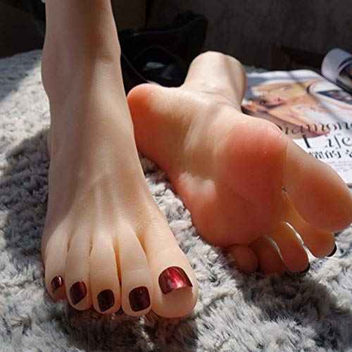 1 Pair of Silicone Female Model Life Size feet with Sketch Nail Art Practice Jewelry Shoes Socks Display Stand