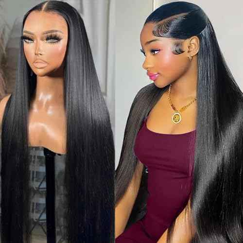 Lemoda 13x6 Straight Lace Front Wigs Human Hair 180% Density 13x6 HD Transparent Lace Front Wig Pre Plucked 15A Brazilian Virgin Glueless Human Hair Wigs for Women 18 Inch