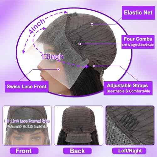 Deep Wave Lace Front Wigs Human Hair Glueless Wigs for Women 13x4 HD Transparent Lace Front Wigs Pre Plucked with Baby Hair 200 Density 24 Inch