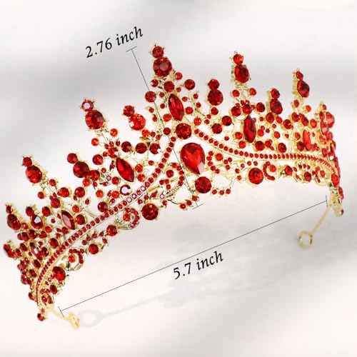 TOBATOBA Red Crown and Tiara Queen of Heart Crown Quinceanera Princess Tiara for Women Birthday Wedding Prom Valentine Day Halloween Costume